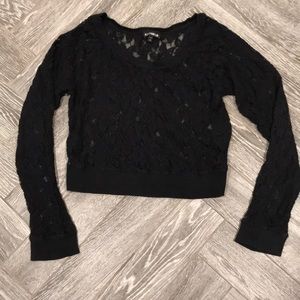 Express Lace All Over Long Sleeve Crop Top Large